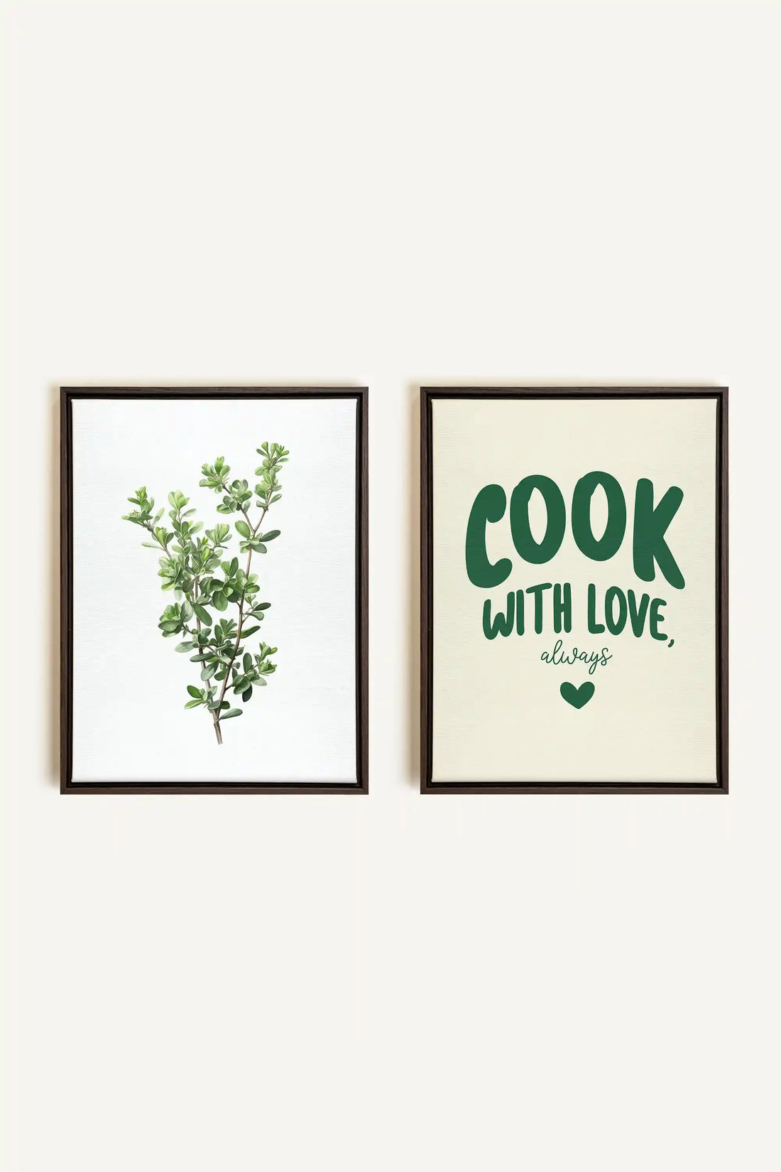 COMBINAISON CUISINE, 2 Oeuvres sur toile étirée, encadré Brun Noyer