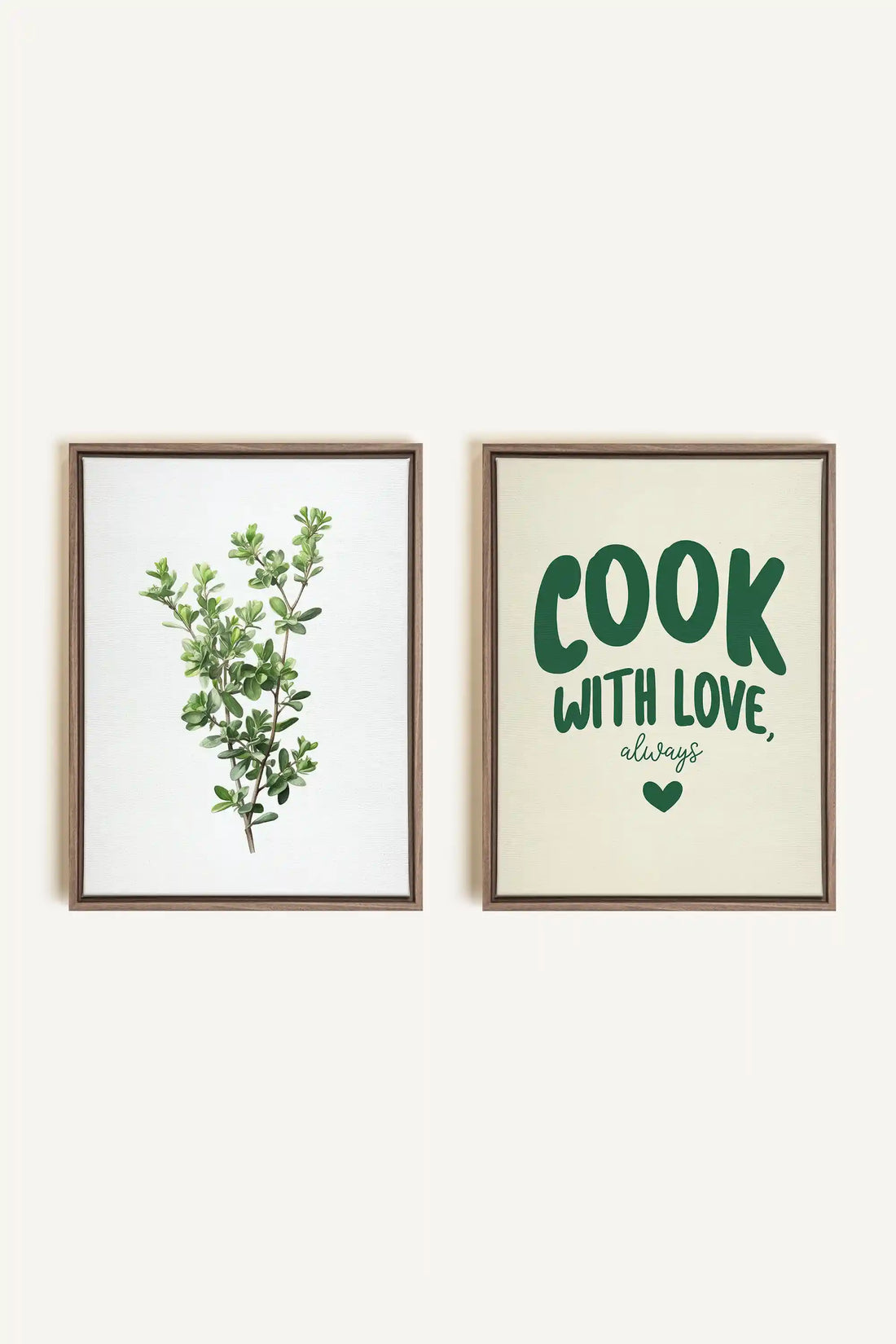 COMBINAISON CUISINE, 2 Oeuvres sur toile étirée, encadré Brun Chêne