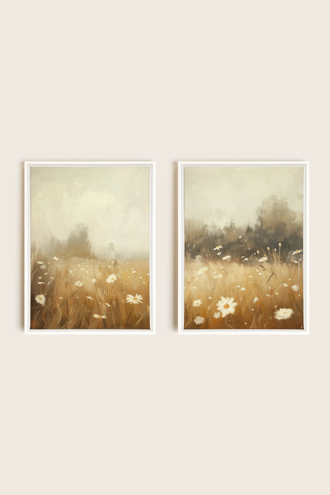 COMBINAISON DAISY BREEZE, 2 Works on stretched canvas, framed in white