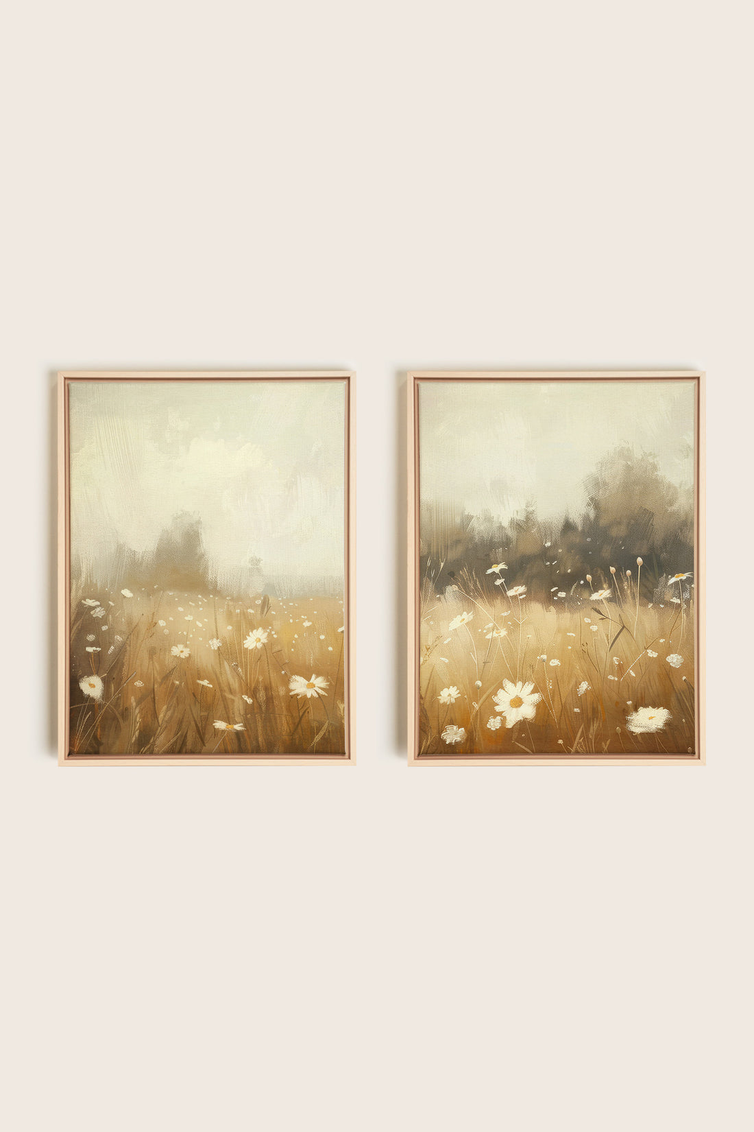 COMBINAISON DAISY BREEZE, 2 Oeuvres sur toile étirée, encadré Naturel Clair