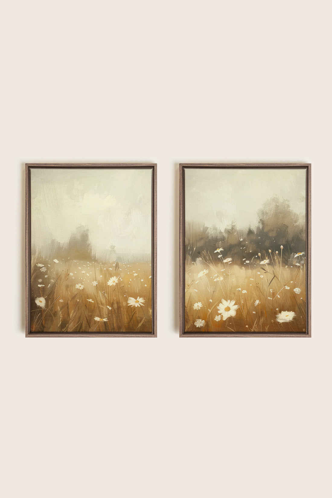 COMBINAISON DAISY BREEZE, 2 Works on stretched canvas, framed Oak Brown