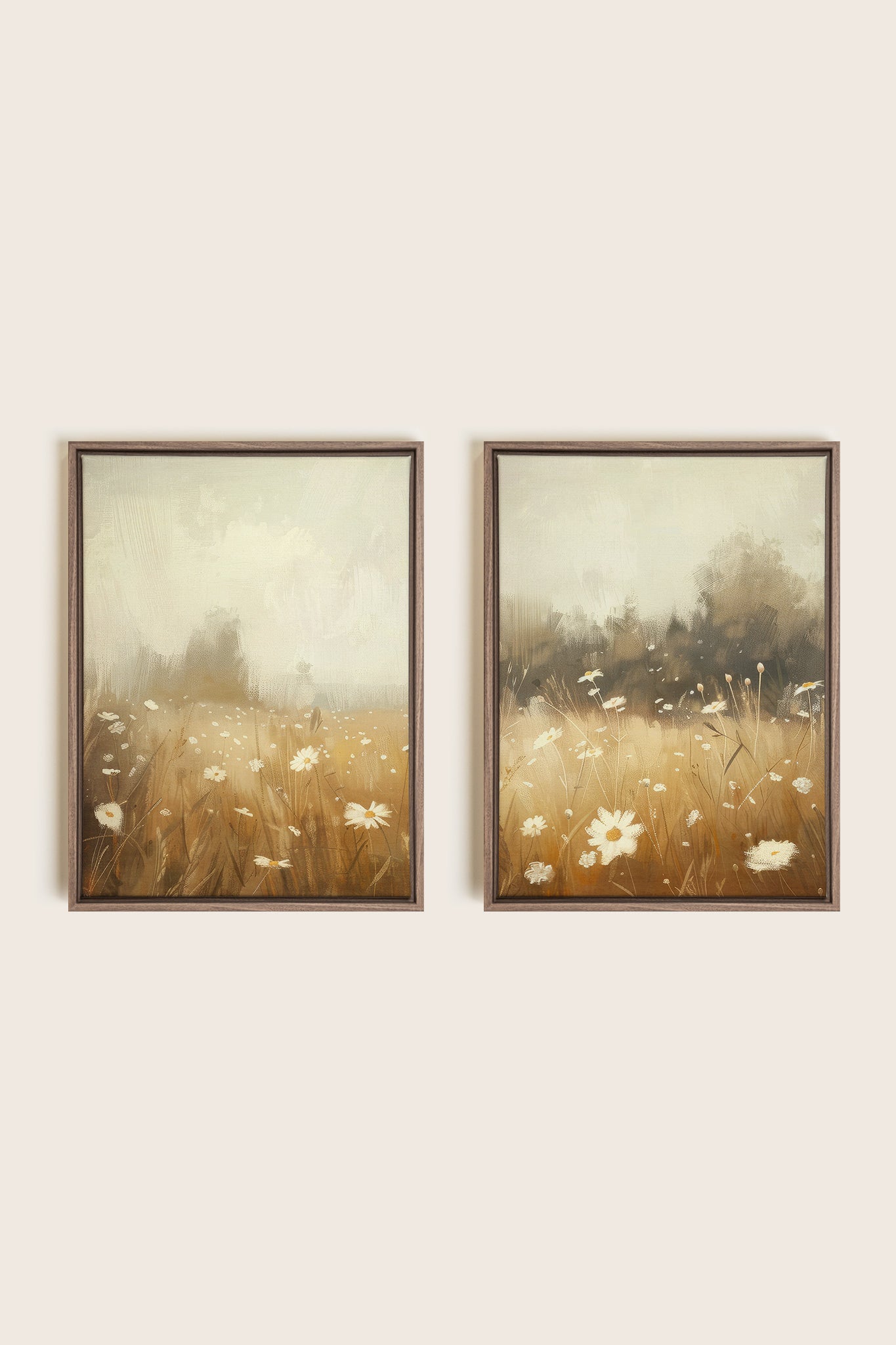 COMBINAISON DAISY BREEZE, 2 Works on stretched canvas, framed Oak Brown