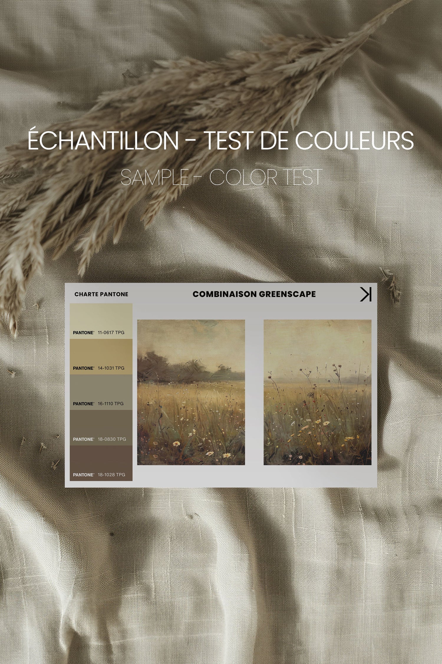 OLEKA CANVAS - COMBINAISON GREENSCAPE, 2 Oeuvres sur toile étirée, encadré Brun Chêne