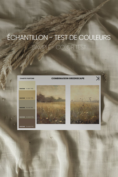 OLEKA CANVAS - COMBINAISON GREENSCAPE, 2 Oeuvres sur toile étirée, encadré Brun Chêne