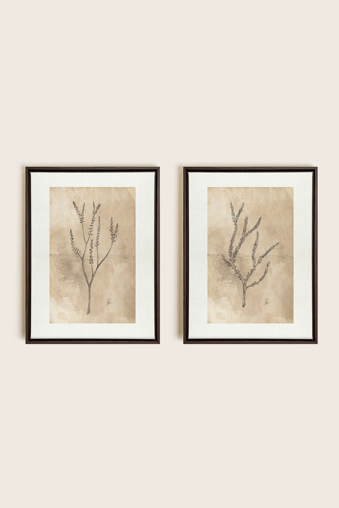 COMBINAISON JADE WILSON, 2 Oeuvres sur toile étirée, encadré Brun Noyer