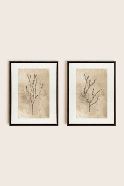 COMBINAISON JADE WILSON, 2 Oeuvres sur toile étirée, encadré Brun Noyer