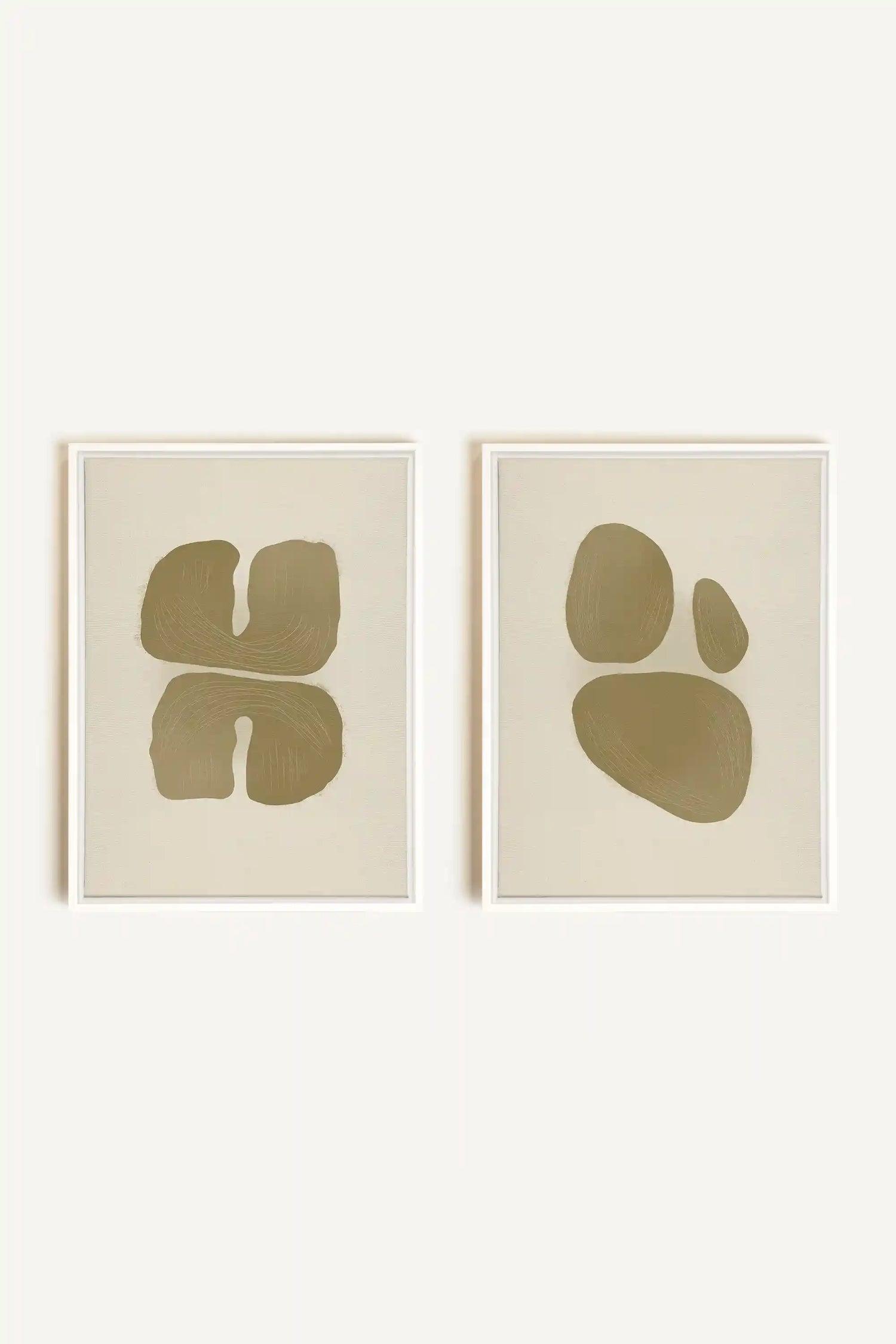 COMBINAISON M TON INTÉRIEUR, 2 Works on stretched canvas, framed in white