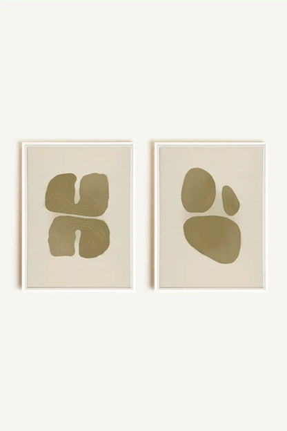 COMBINAISON M TON INTÉRIEUR, 2 Works on stretched canvas, framed in white