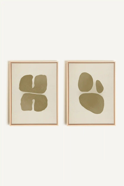 COMBINAISON M TON INTÉRIEUR, 2 Oeuvres sur toile étirée, encadré Naturel Clair