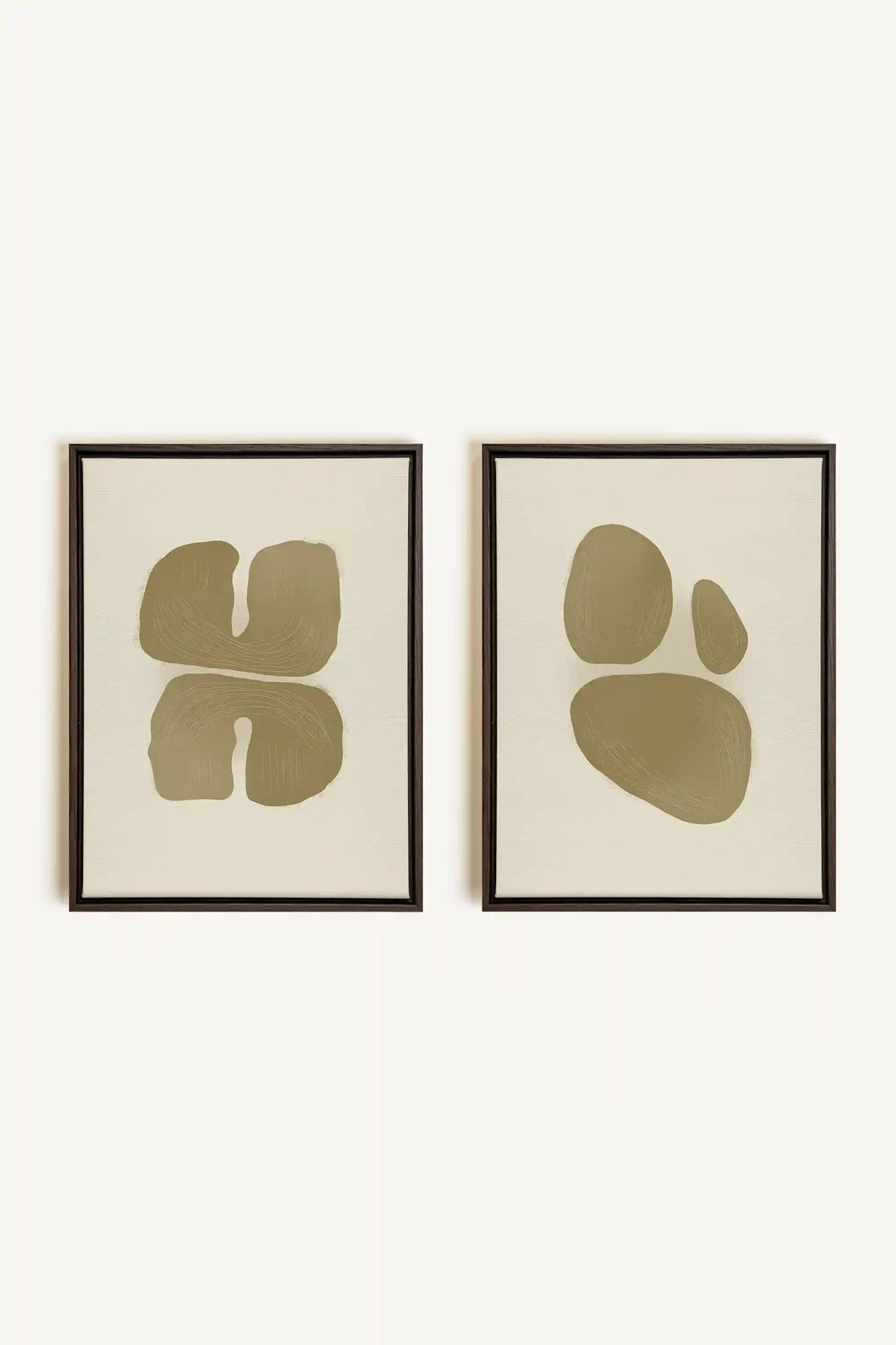 COMBINAISON M TON INTÉRIEUR, 2 Oeuvres sur toile étirée, encadré Brun Noyer