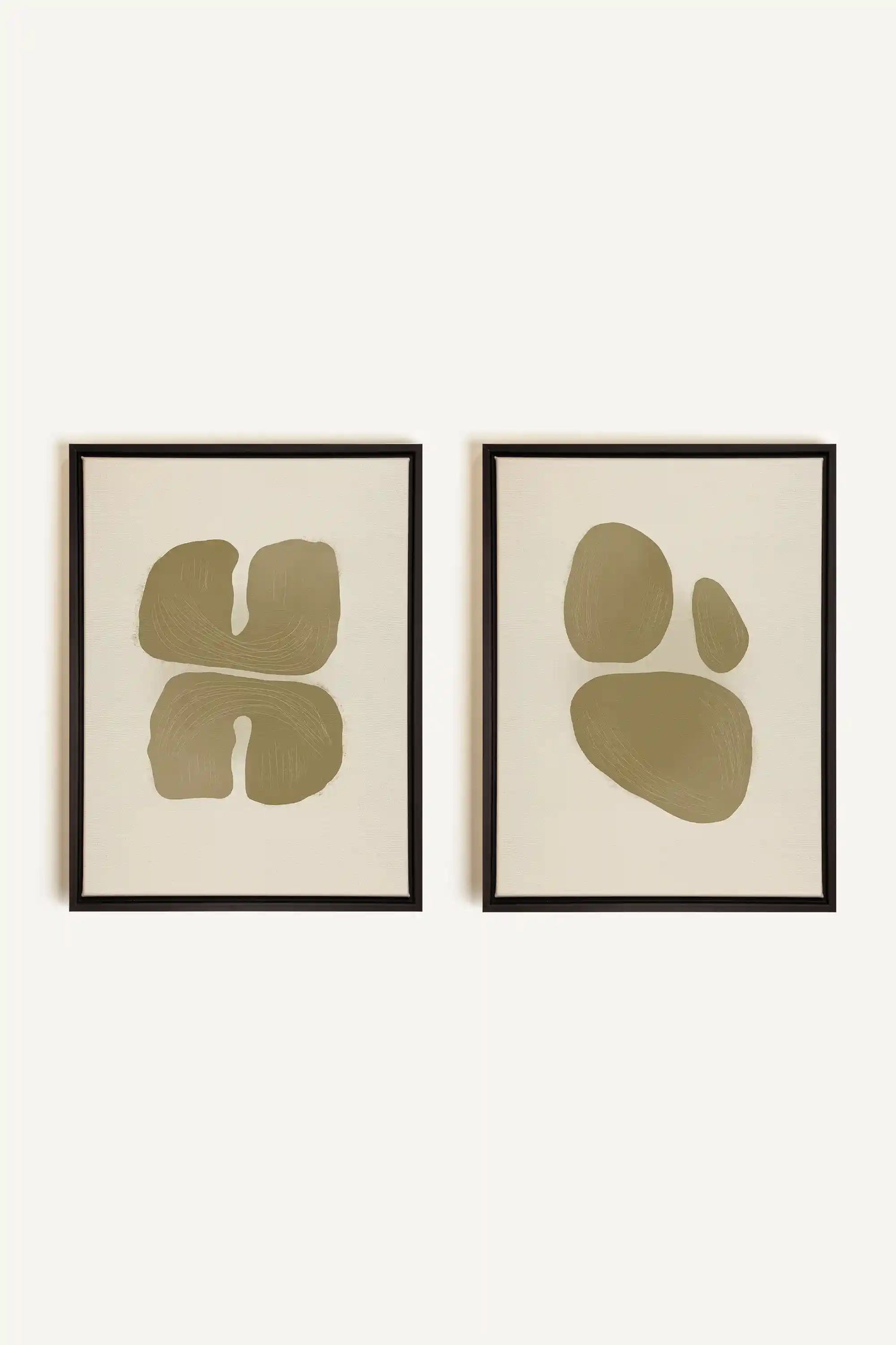 COMBINAISON M TON INTÉRIEUR, 2 Works on stretched canvas, black framed