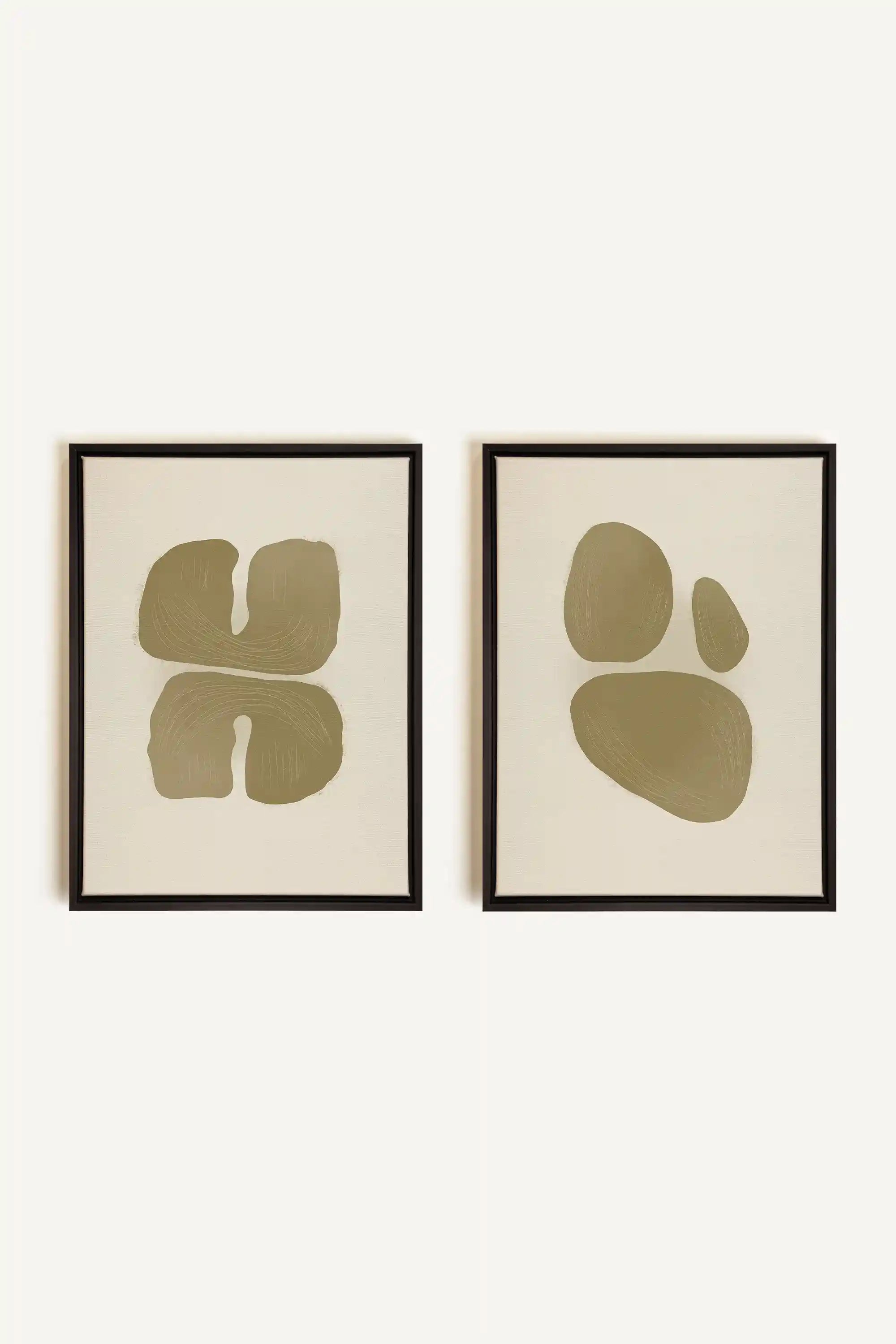 COMBINAISON M TON INTÉRIEUR, 2 Works on stretched canvas, black framed