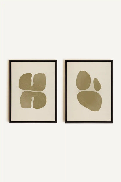 COMBINAISON M TON INTÉRIEUR, 2 Works on stretched canvas, black framed