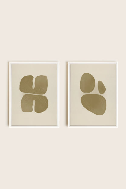 COMBINAISON M TON INTÉRIEUR, 2 Oeuvres sur toile étirée, encadré Blanc