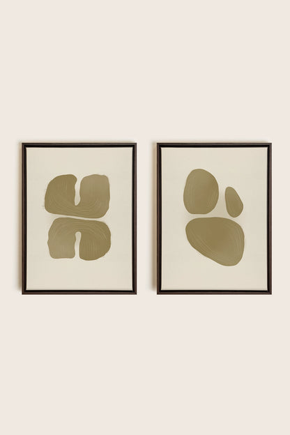 COMBINAISON M TON INTÉRIEUR, 2 Oeuvres sur toile étirée, encadré Brun Noyer