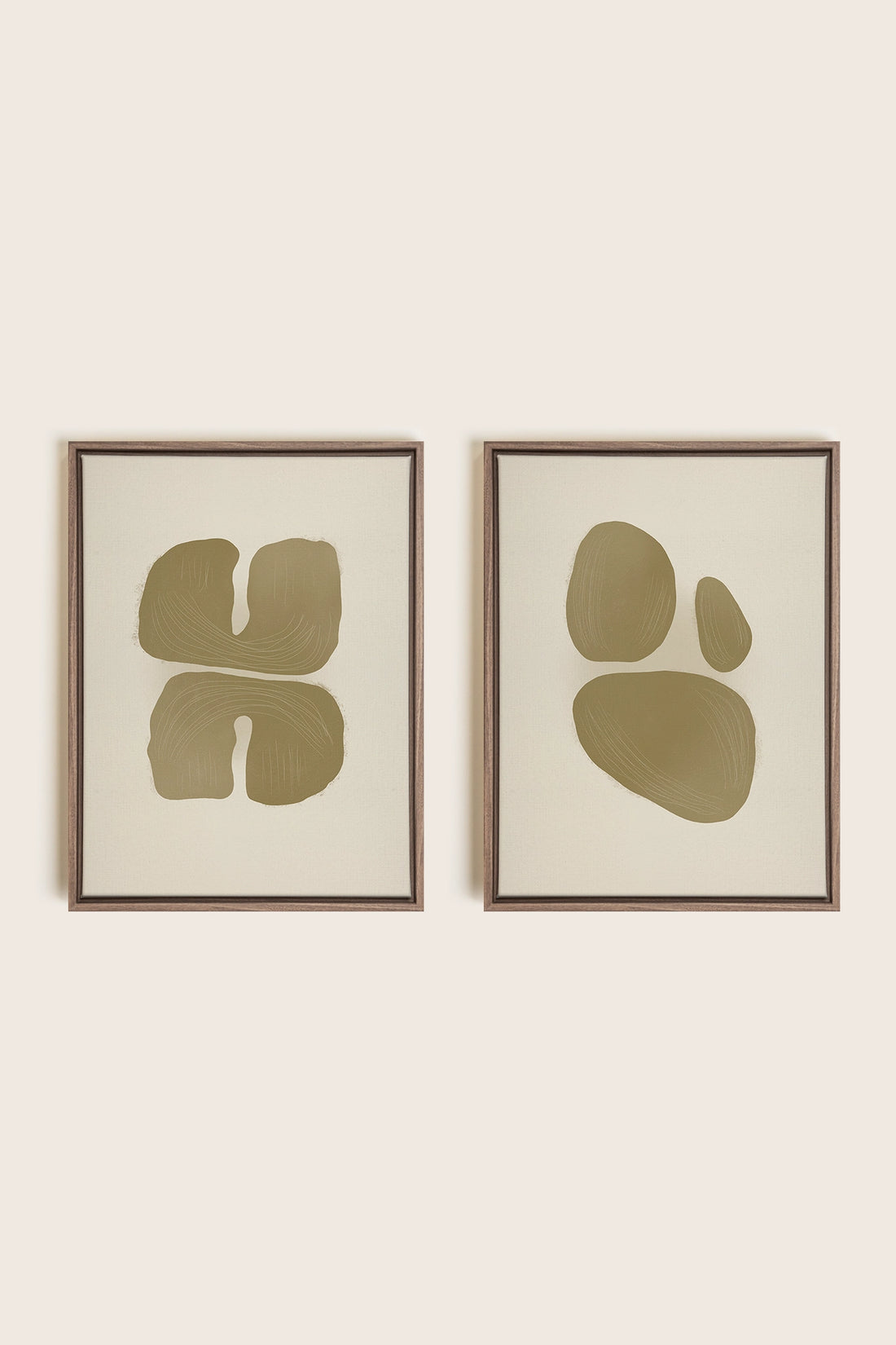 COMBINAISON M TON INTÉRIEUR, 2 Oeuvres sur toile étirée, encadré Brun Chêne