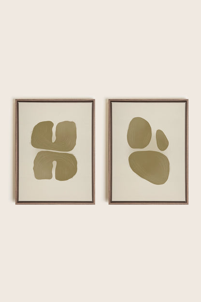 COMBINAISON M TON INTÉRIEUR, 2 Oeuvres sur toile étirée, encadré Brun Chêne