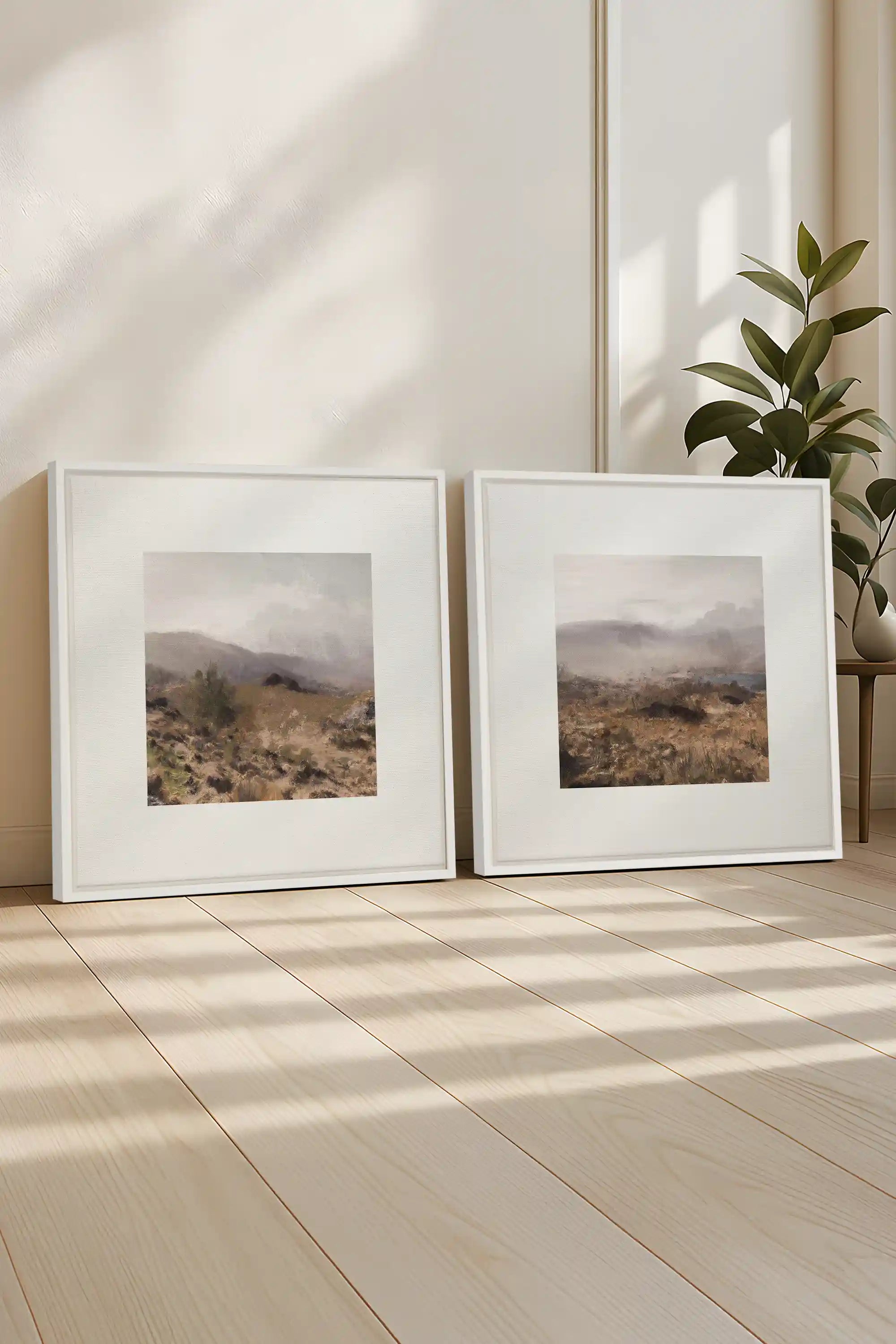 COMBINAISON VIRGINIE, 2 Works on stretched canvas, framed in white