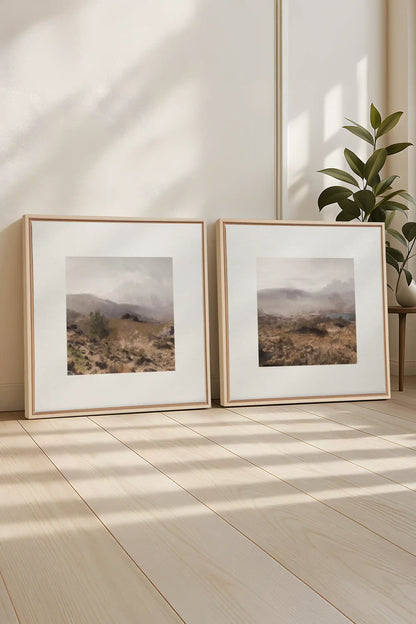 COMBINAISON VIRGINIE, 2 Oeuvres sur toile étirée, encadré Naturel Clair