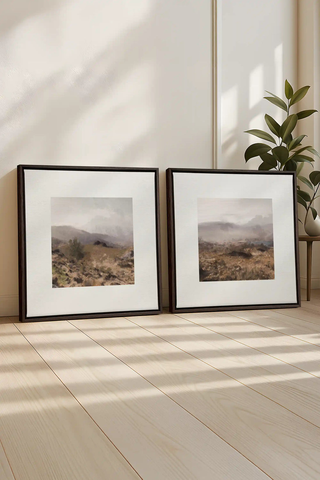 COMBINAISON VIRGINIE, 2 Oeuvres sur toile étirée, encadré Brun Noyer