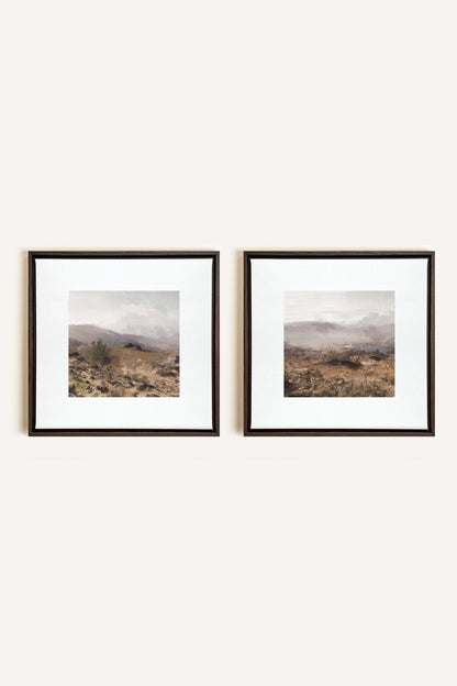 COMBINAISON VIRGINIE, 2 Works on stretched canvas, framed in Walnut Brown