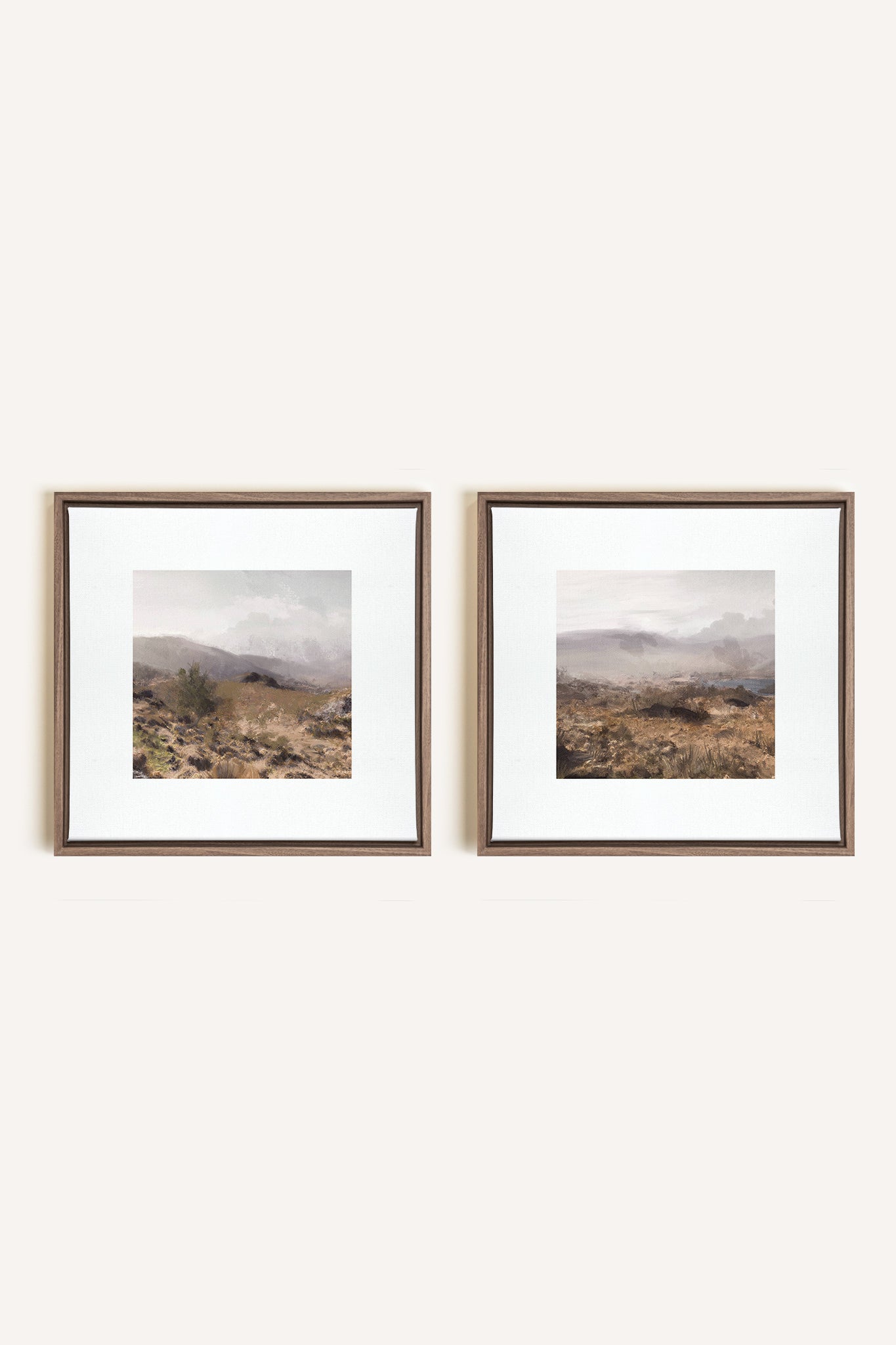 COMBINAISON VIRGINIE, 2 Works on stretched canvas, framed Oak Brown