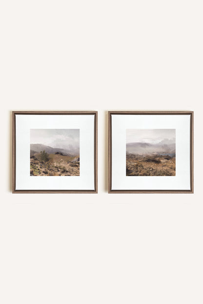 COMBINAISON VIRGINIE, 2 Works on stretched canvas, framed Oak Brown