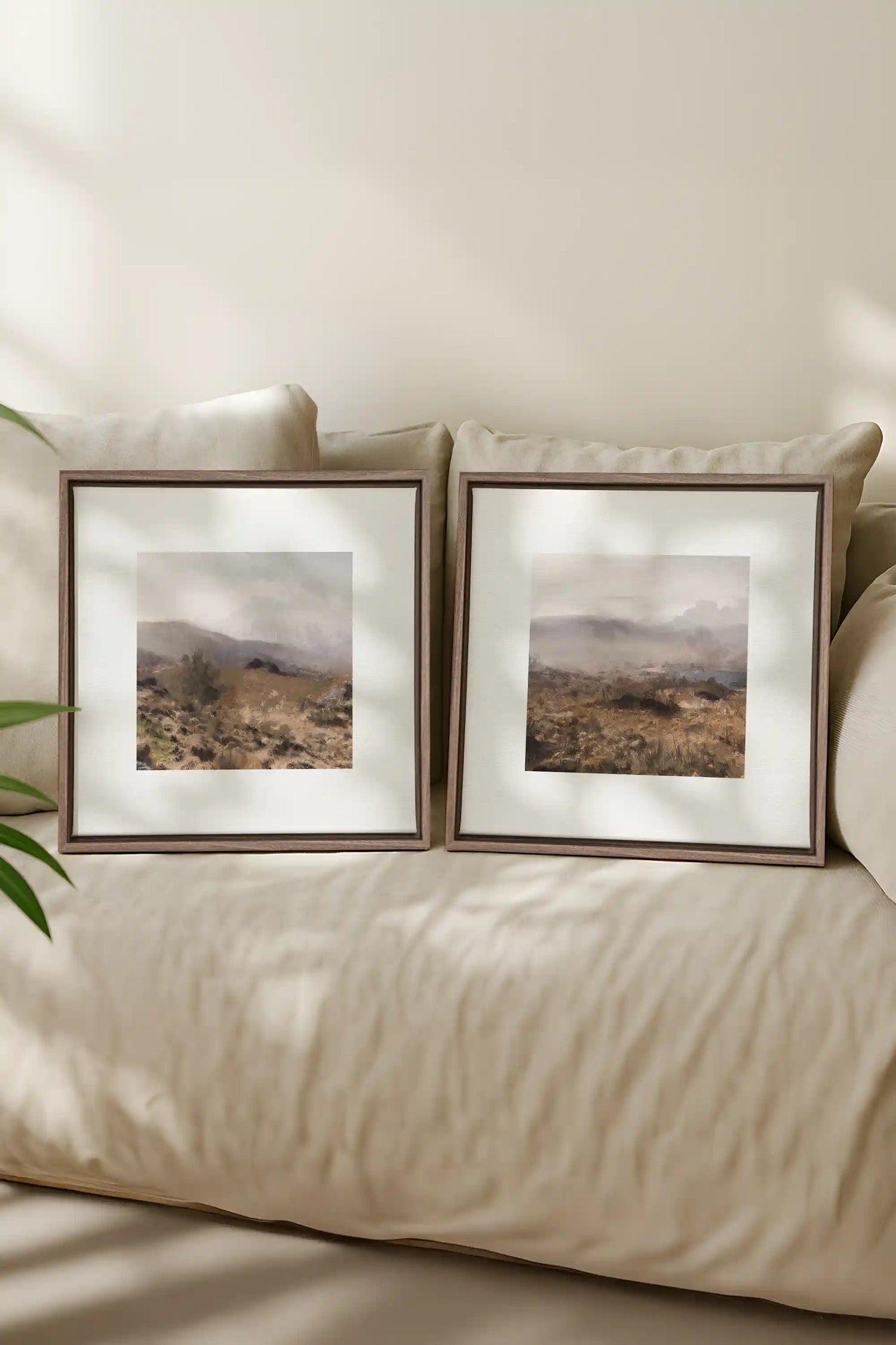 COMBINAISON VIRGINIE, 2 Works on stretched canvas, framed Oak Brown