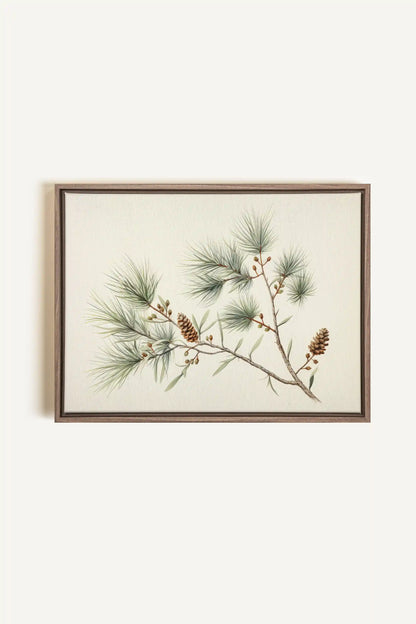 Conifer Branch, Oeuvre sur toile étirée, encadré Brun Chêne
