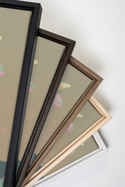 ETERNAL LILY, Artwork on stretched canvas, framed in Brown Oak