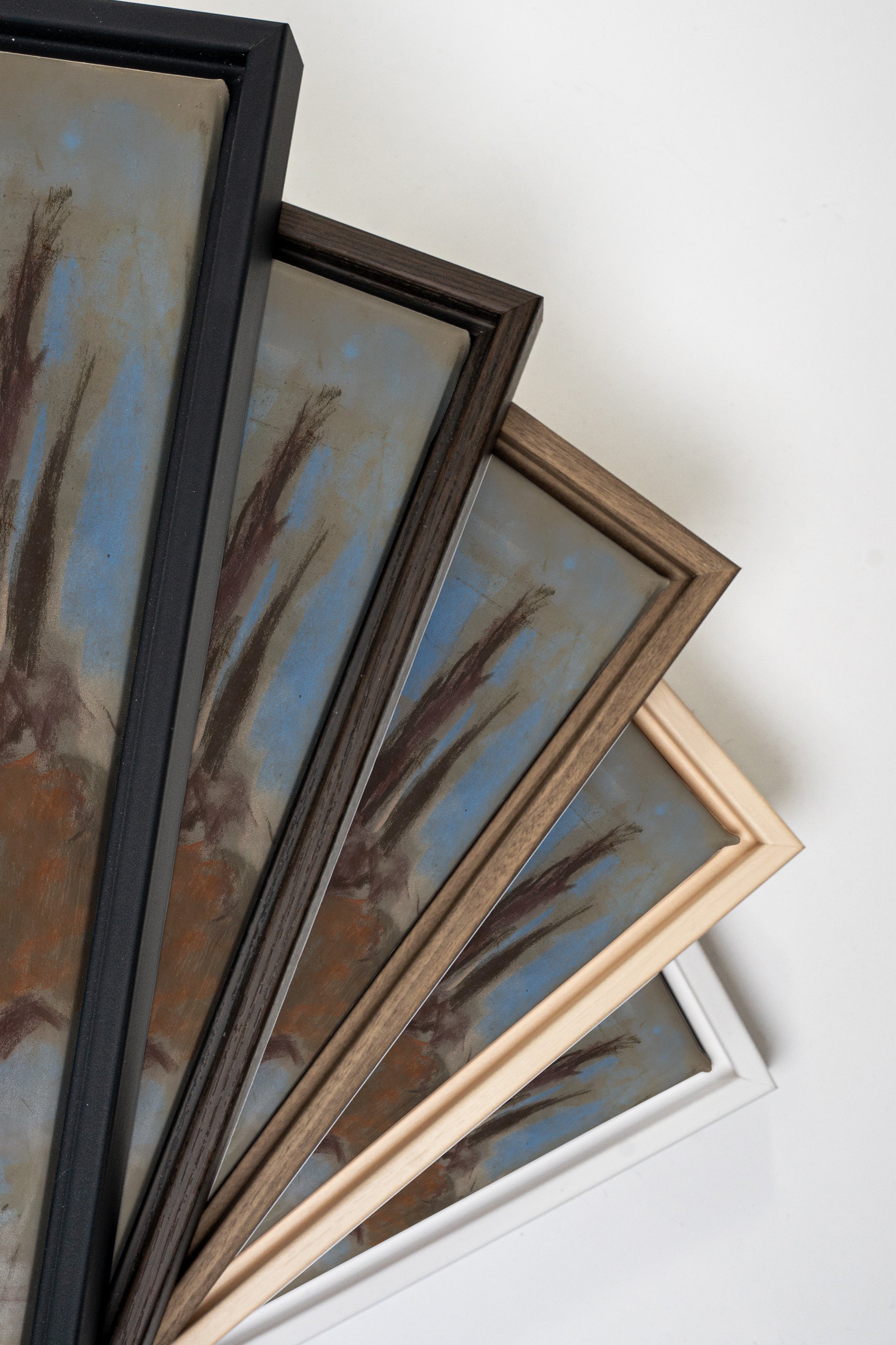 BLEU FOSSILE, Oeuvre sur toile étirée, encadré Naturel Clair