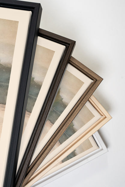 ÉCHO DU LAC, Artwork on stretched canvas, framed in Walnut Brown