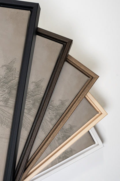 SHADOWED HOUSE, Artwork on stretched canvas, framed in black