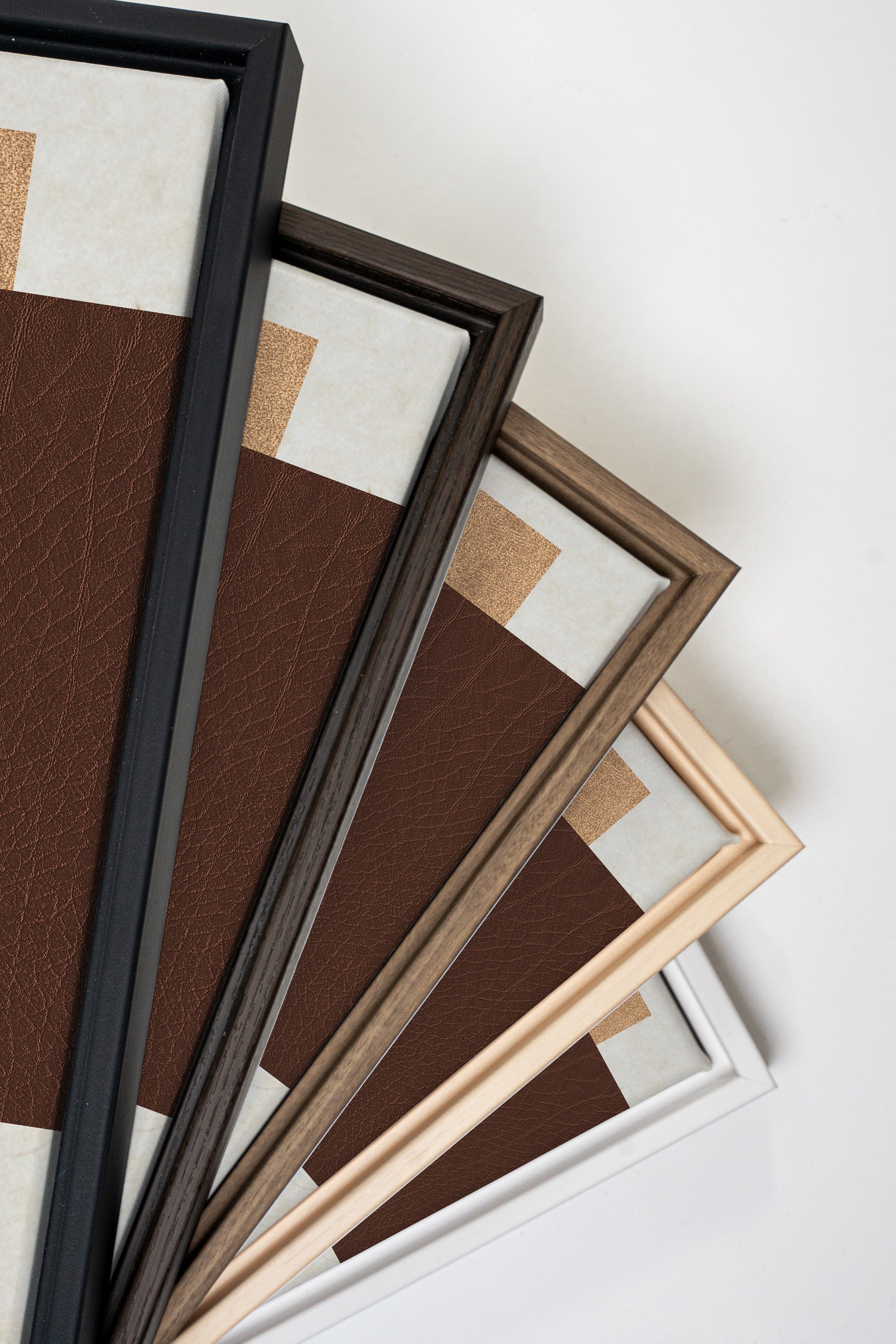 RUST &amp; LEATHER DUO, 2 Artworks on stretched canvas, framed Natural Light