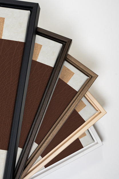 RUST &amp; LEATHER DUO, 2 Works on stretched canvas, framed in white