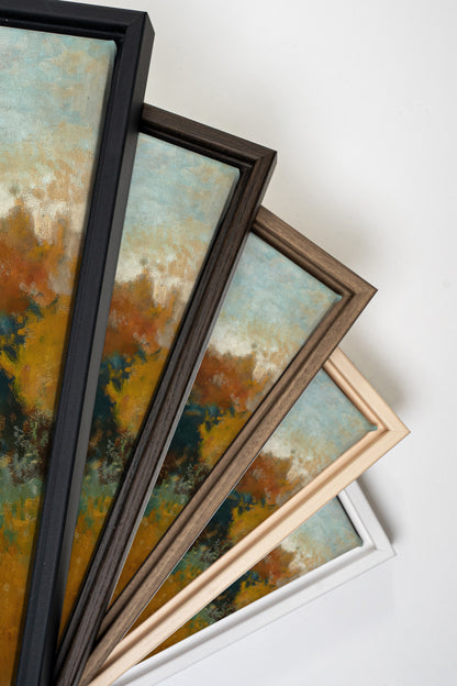 AMBER HILLS, Artwork on stretched canvas, framed in white