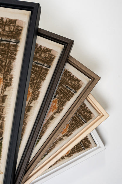 PRIMITIVE GRID, Artwork on stretched canvas, framed Natural Light