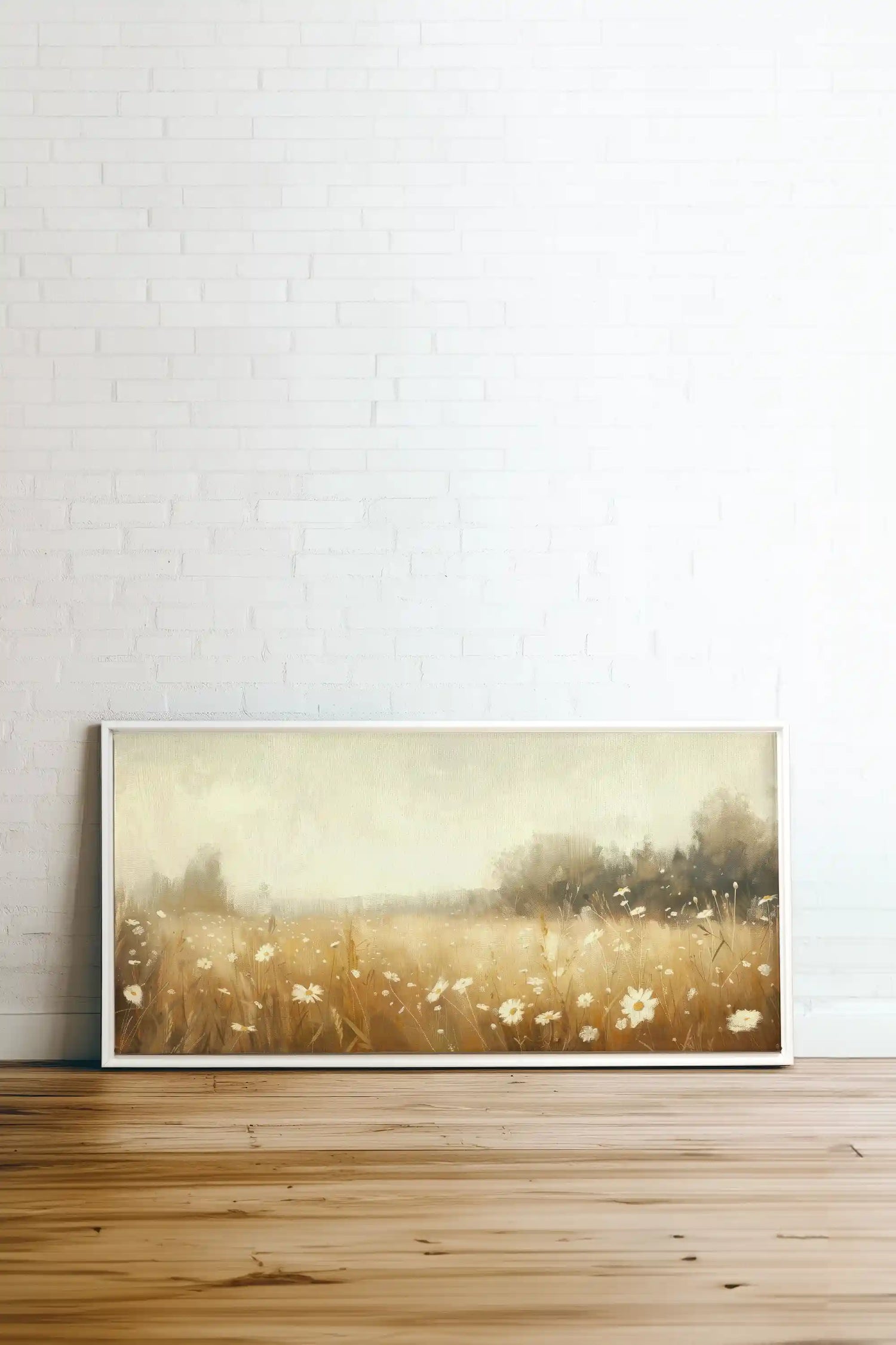 Daisy Breeze, Artwork on stretched canvas, framed in white