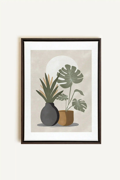 DESERT GREENS, Oeuvre sur toile étirée, encadré Brun Noyer