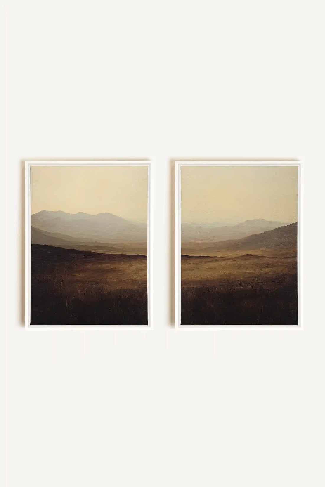 DISTANT DREAMS DUO, 2 Works on stretched canvas, framed in white