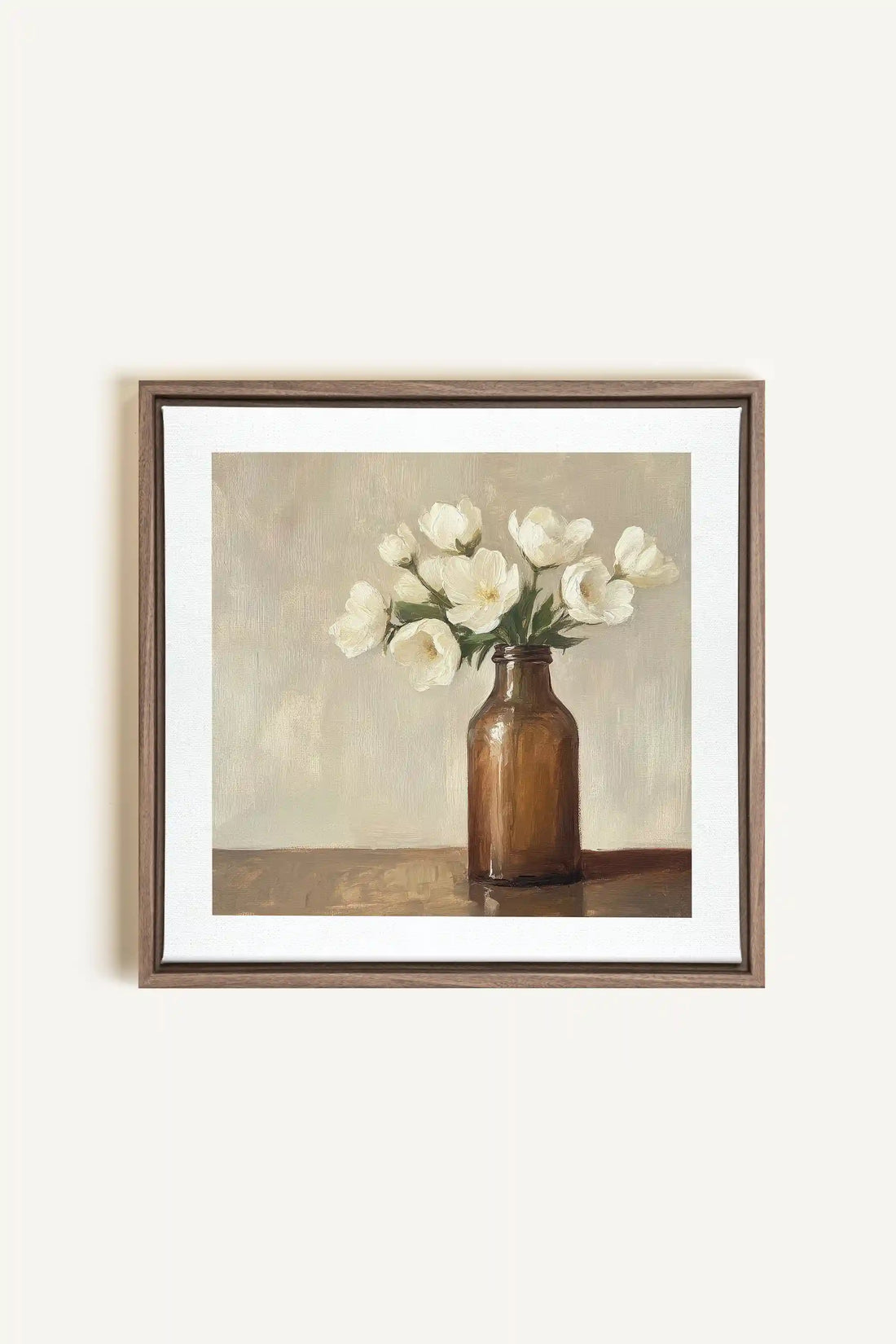 DOUCEUR FANÉE, Artwork on stretched canvas, framed in Brown Oak