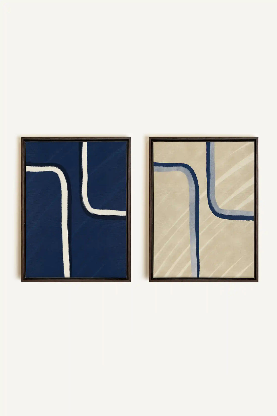 DUAL FORM DUO, 2 Oeuvres sur toile étirée, encadré Brun Noyer