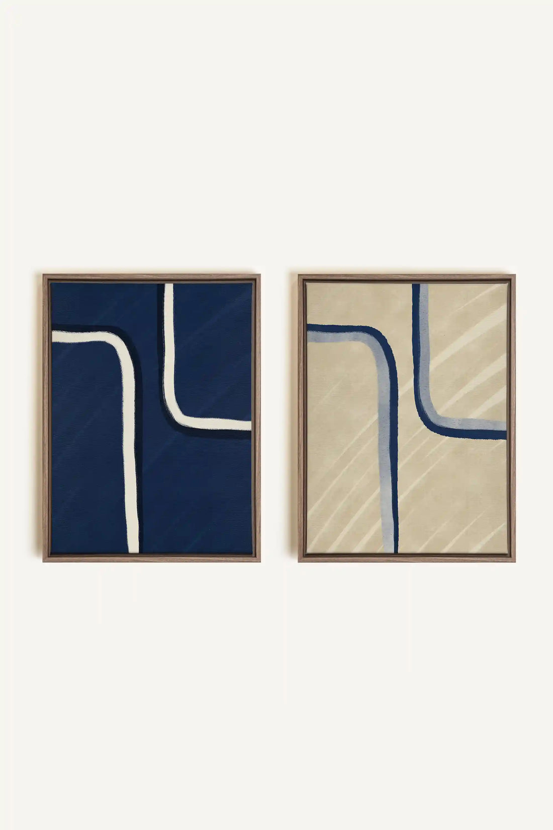 DUAL FORM DUO, 2 Oeuvres sur toile étirée, encadré Brun Chêne