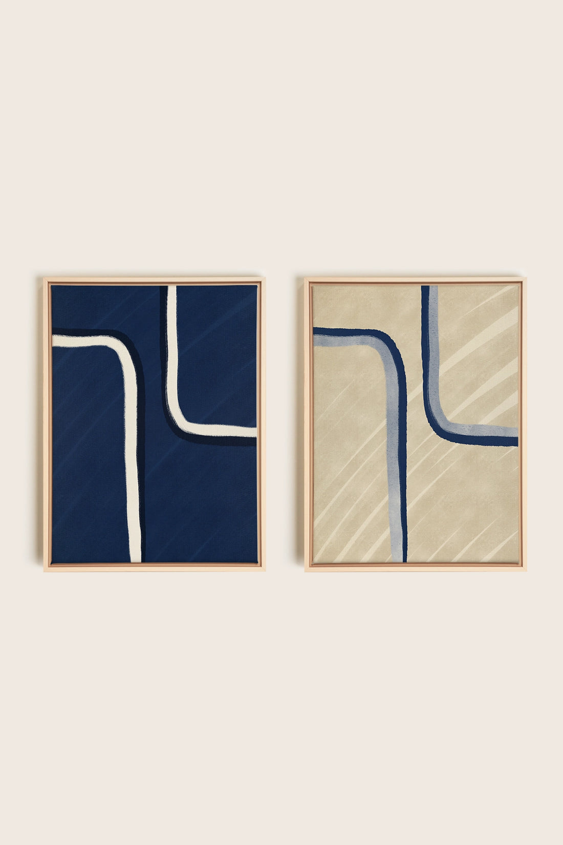 DUAL FORM DUO, 2 Oeuvres sur toile étirée, encadré Naturel Clair