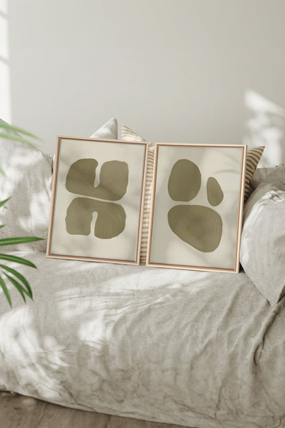 OLEKA CANVAS - COMBINAISON M TON INTÉRIEUR, 2 Oeuvres sur toile étirée, encadré Naturel Clair