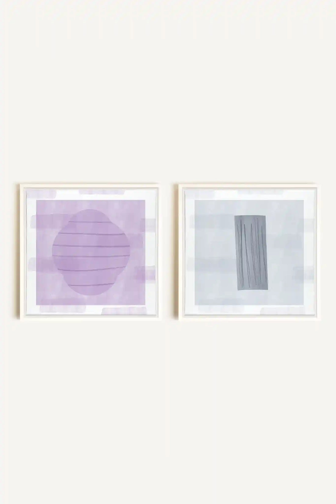 DUO CALME CONTRASTÉ, 2 Works on stretched canvas, framed in white