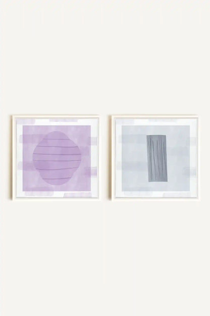 DUO CALME CONTRASTÉ, 2 Oeuvres sur toile étirée, encadré Blanc