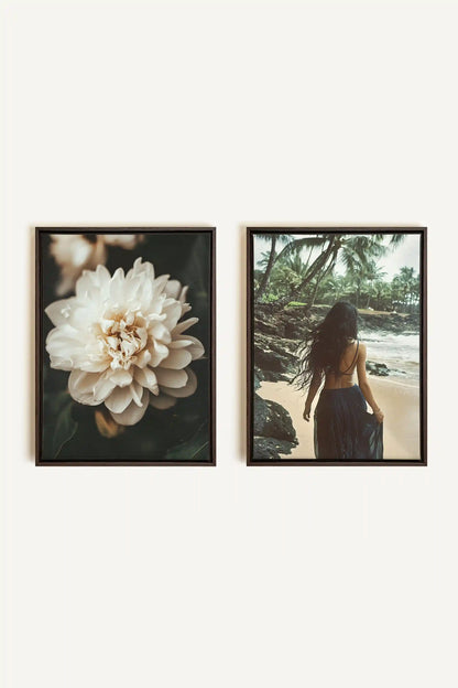 DUO DANSE DU VENT, 2 Works on stretched canvas, framed in Walnut Brown