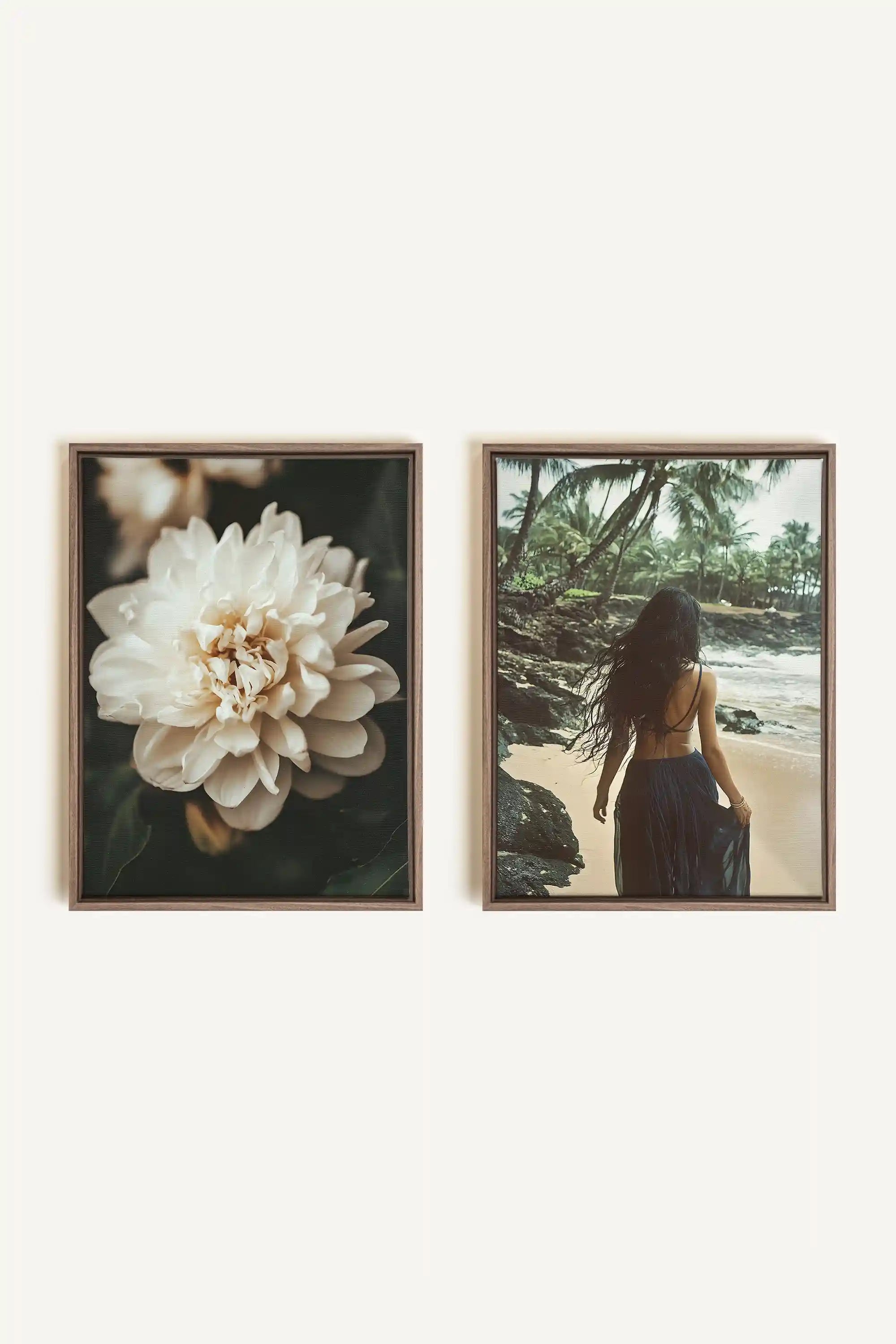 DUO DANSE DU VENT, 2 Works on stretched canvas, framed Oak Brown