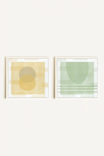 DUO ÉQUILIBRE ESTIVAL, 2 Oeuvres sur toile étirée, encadré Blanc